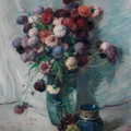 Still life with chrysanthemums and grapes ~ Fernand Toussaint.jpg
